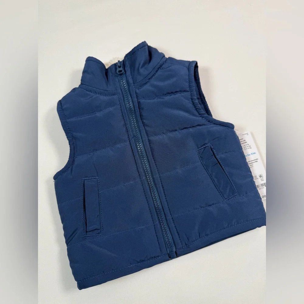 NWT JUST ONE YOU BY CARTER'S Newborn Boys' Navy Blue Sherpa‎ Collar Puffer Vest